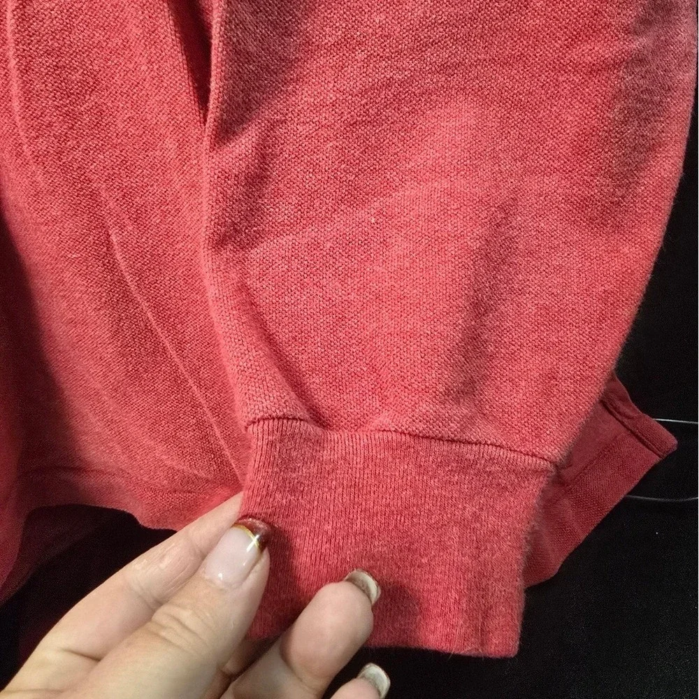 Polo Ralph‎ Lauren Mens Long Sleeve Polo Shirt Red Pique Cotton Pony Logo Large